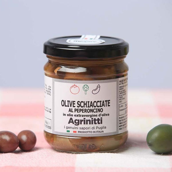 Olive Schiacciate Peperoncino Agrinitti